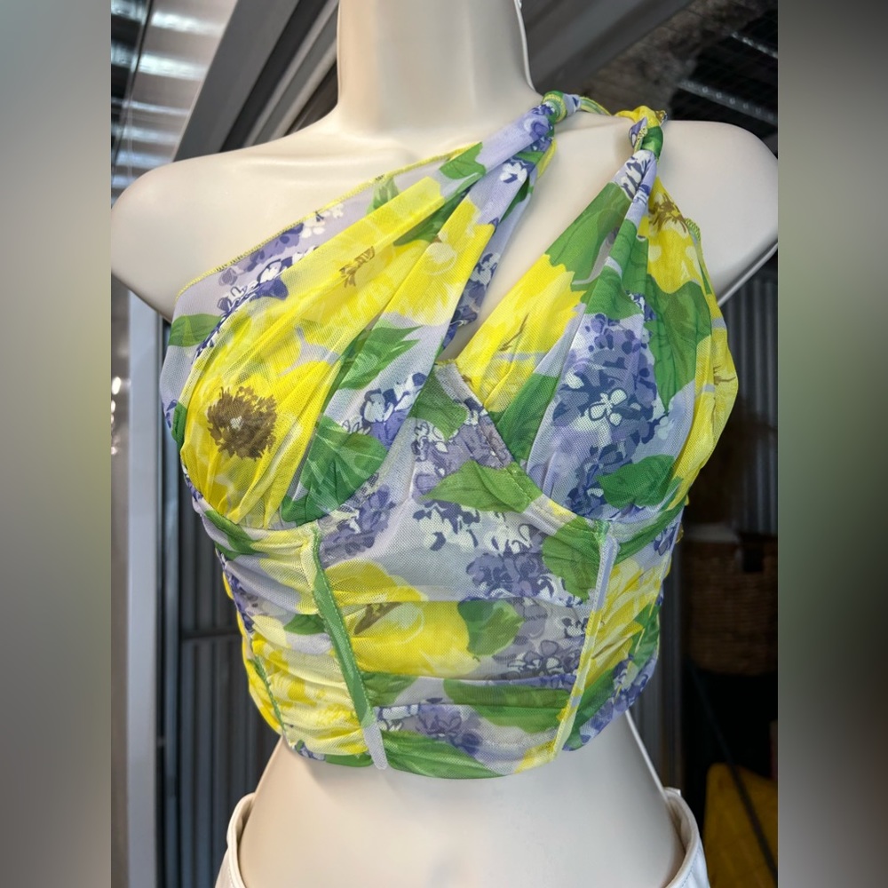 Zara floral corset crop top size S